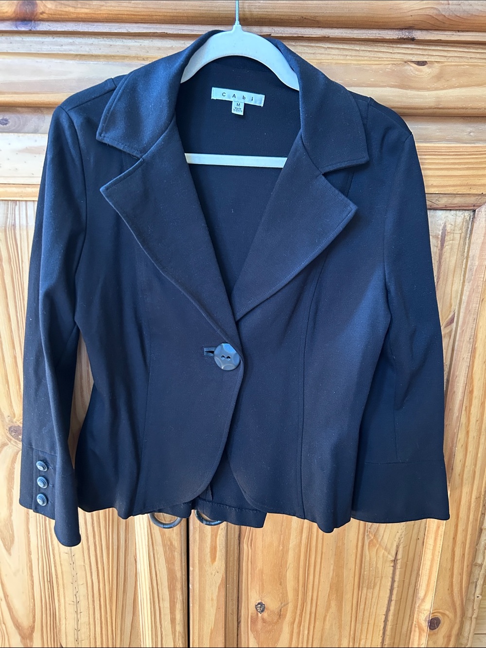 CAbi Turner Blazer Black Knit Single-Button Women's Blazer Size Medium